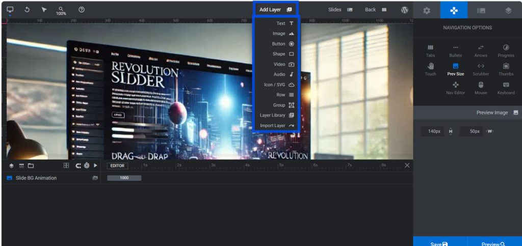 افزودن لایه‌ها به اسلایدر 
