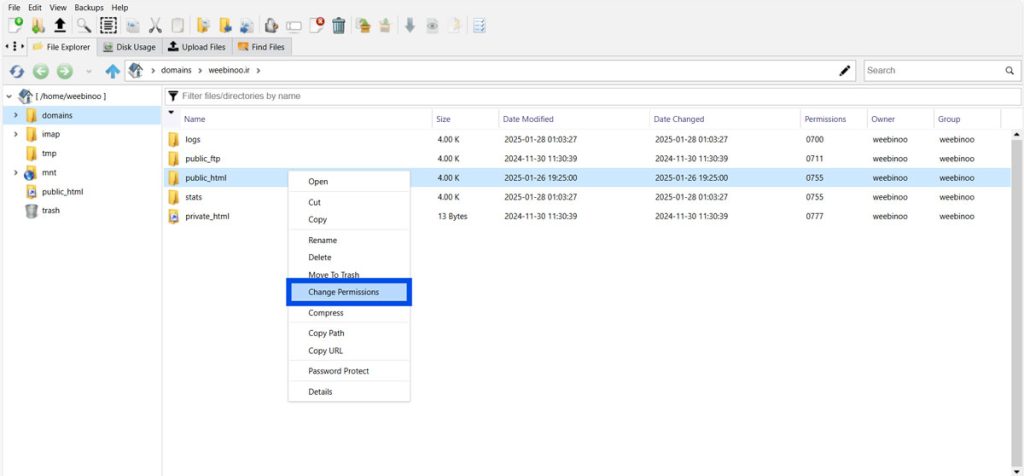 روش سوم: تنظیم مجوز فایل‌ها و پوشه‌ها