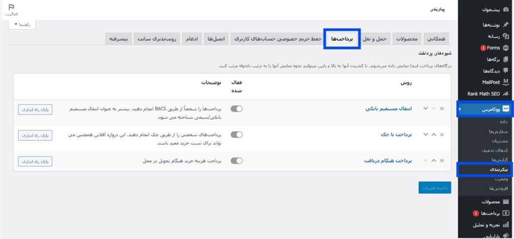 راه اندازی درگاه‌های پرداخت