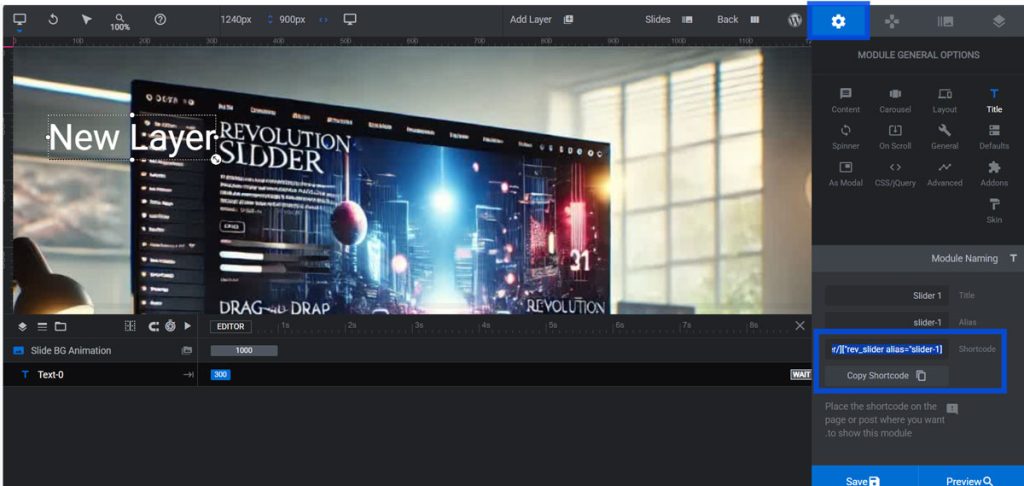 شورت‌کد مربوط به اسلایدر