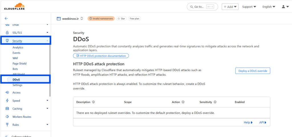 فعال‌سازی محافظت در برابر حملات DDoS 