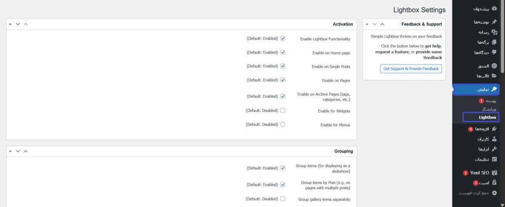 نصب و فعال‌سازی افزون